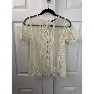 Nanette Lepore Lace Sheer Blouse Ivory Romantic Boho Top Size 2